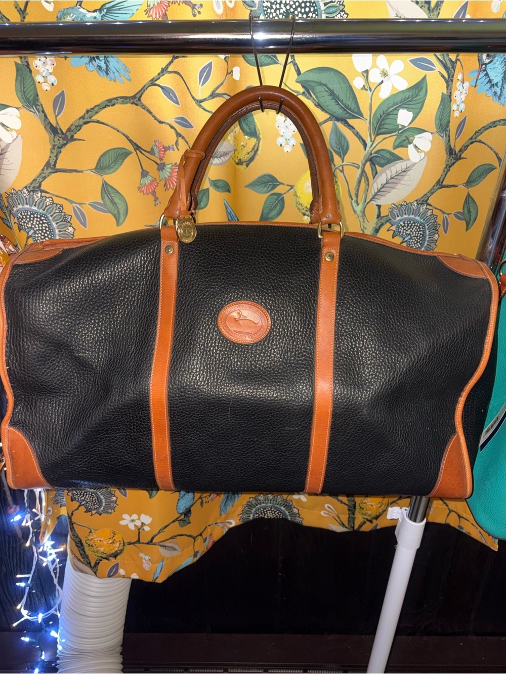 Dooney And Bourke Vintage AWL Black Leather Duffel Bag - Read!